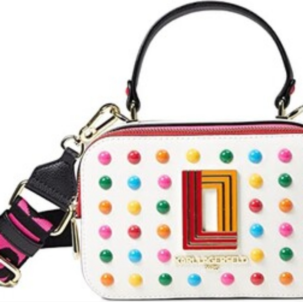 Karl Lagerfeld White Multicolor Studded Crossbody Bag